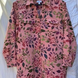 Jacq Pink Leaf Print Shirt